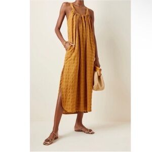 Mara Hoffman Swim Lexi Woven Organic Cotton Midi Beach Dress Tan Brown Sz Small